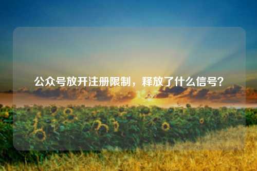 公众号放开注册限制,释放了什么信号?